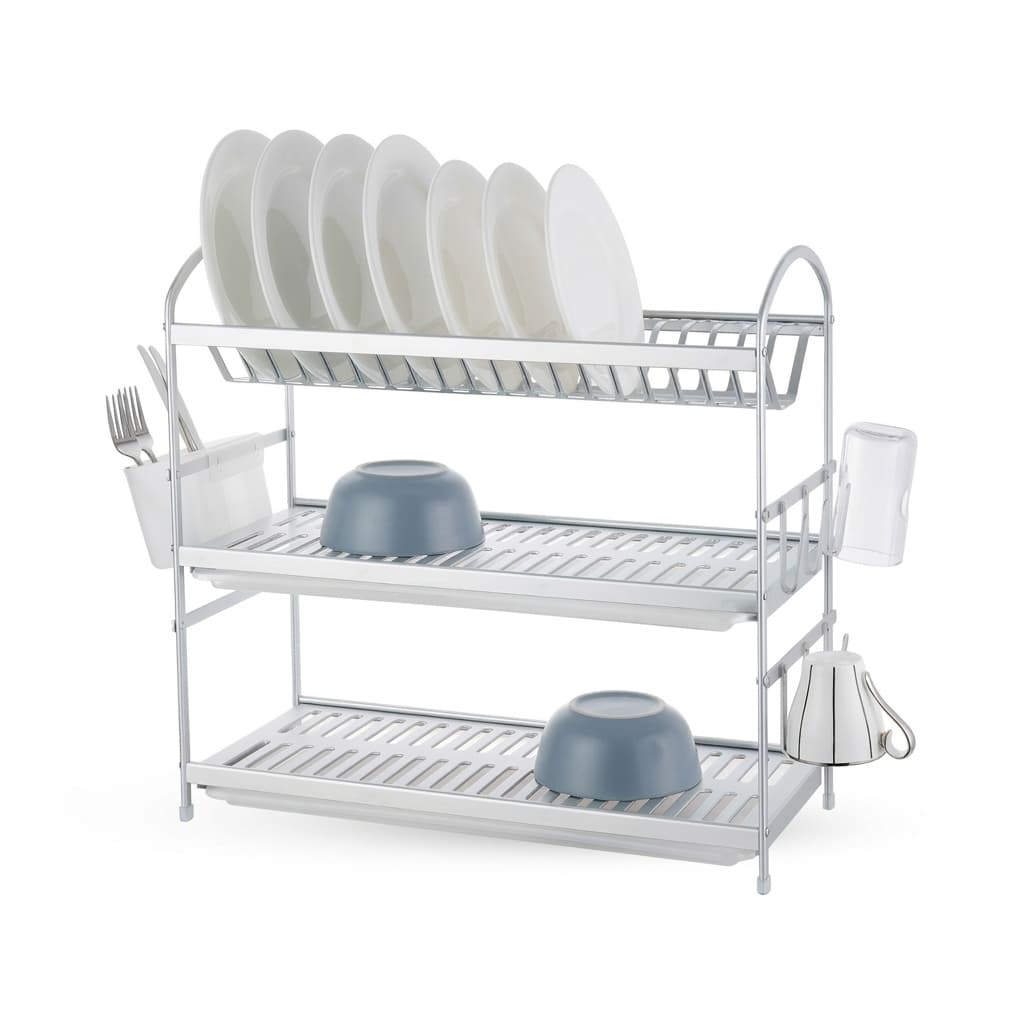 3 Layer FULL Aluminum Dish Rack with Auto Drainage | Large Dish Drying Rack UAE — image 1 of 2