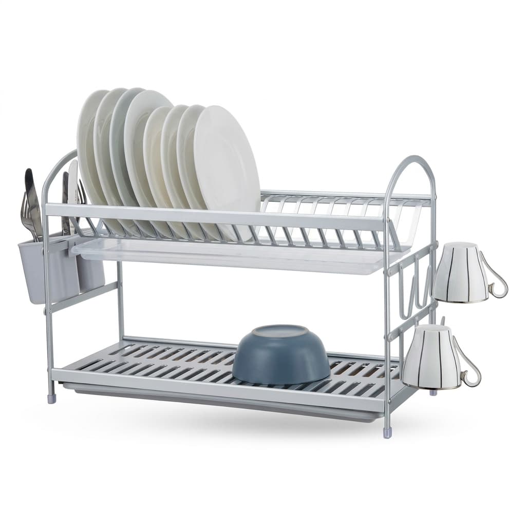 2 Layer FULL Aluminum Dish Rack with Auto Drainage | Premium Dish Drying Rack UAE — image 1 of 2