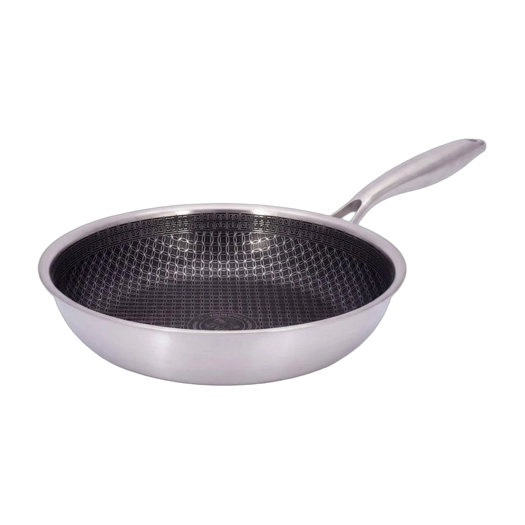 MARC tri-ply stainless steel fry pan with etched honeycomb non-stick surface, 24 cm