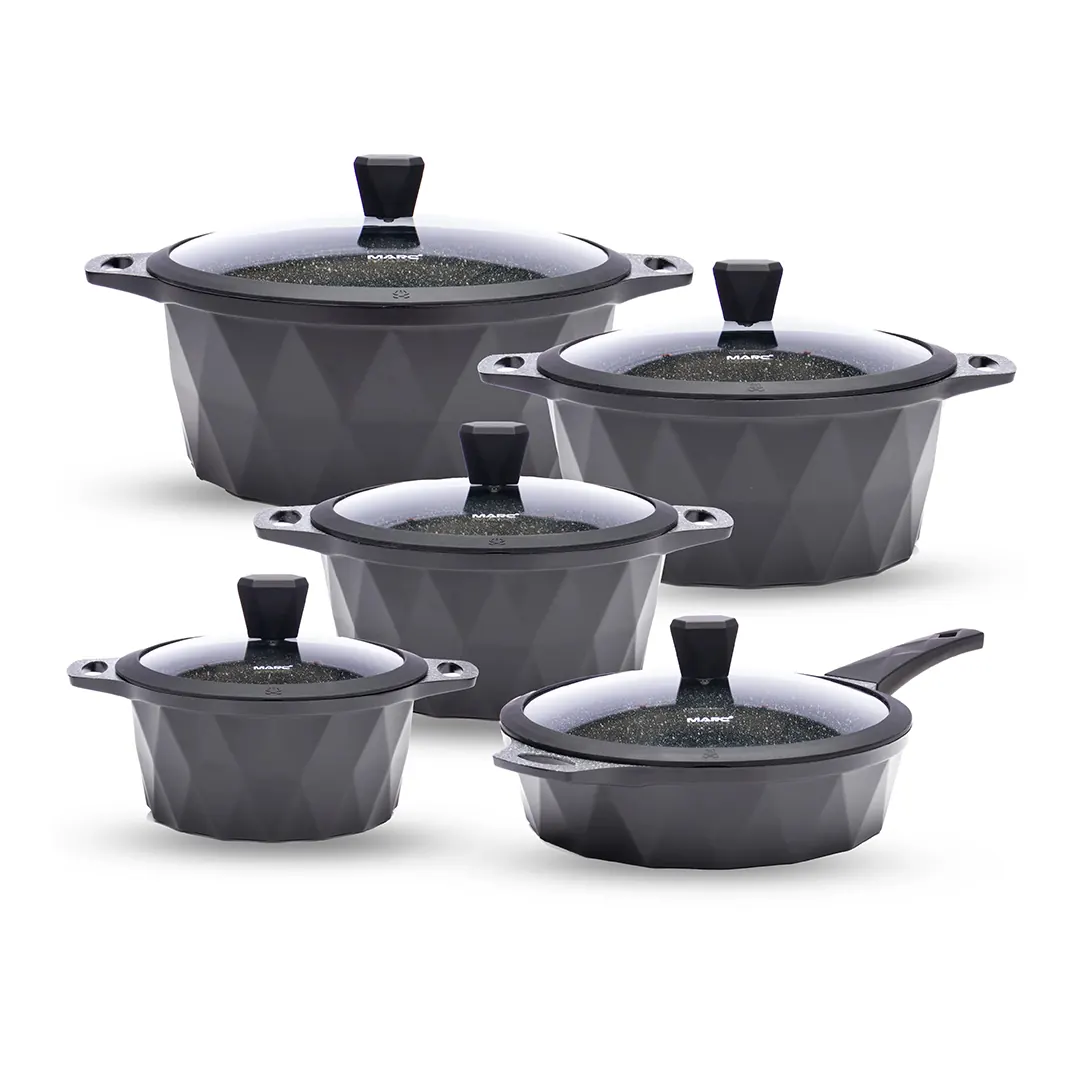 0-10PCS-Granite-Non-Stick-Cookware-Set-with-Silico 10PCS Granite Non-Stick Cookware Set with Silicone Lids & Induction Base | Premium Kitchen Set UAE - Image 1
