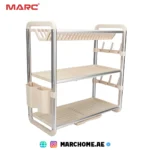 3 Layer Aluminum Dish Rack with Auto Drainage | Large Dish Drying Rack UAE - Image 2